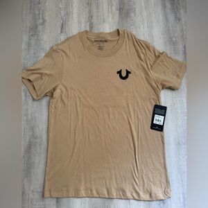True Religion Tan Short Sleeve Tee with Black Logo